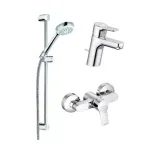 Casa si Gradina - Sanitare - Lavoar baie si accesorii - Baterii sanitare - Set baterie lavoar baterie dus si set dus Kludi Pure&Easy crom - Infinity.ro