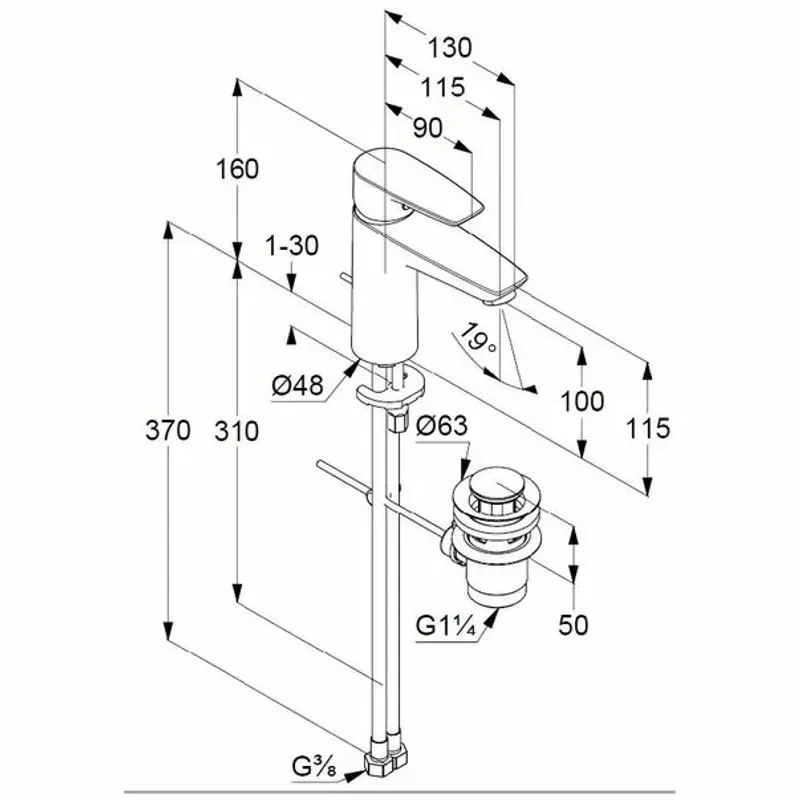 Casa si Gradina - Sanitare - Lavoar baie si accesorii - Baterii sanitare - Baterie lavoar Kludi Pure&Solid 100 cu ventil metalic pop-up - Infinity.ro