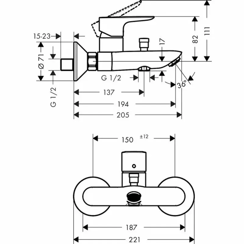Casa si Gradina - Sanitare - Lavoar baie si accesorii - Baterii sanitare - Baterie cada - dus Hansgrohe Talis E monocomanda bronz periat - Infinity.ro