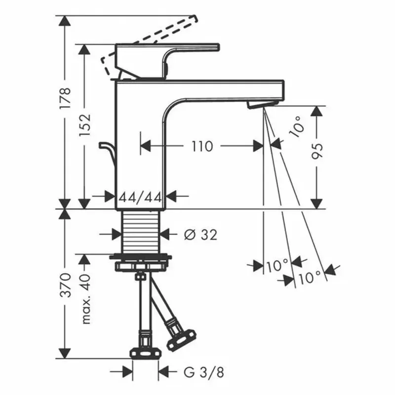 Casa si Gradina - Sanitare - Lavoar baie si accesorii - Baterii sanitare - Baterie lavoar Hansgrohe Vernis Shape 100 negru mat cu ventil Pop-Up - Infinity.ro