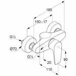 Casa si Gradina - Sanitare - Lavoar baie si accesorii - Baterii sanitare - Baterie dus Kludi Pure&Solid - Infinity.ro