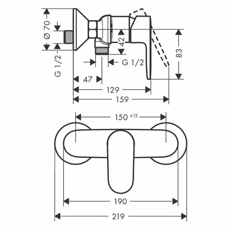 Casa si Gradina - Sanitare - Lavoar baie si accesorii - Baterii sanitare - Baterie dus Hansgrohe Vernis Blend monocomanda negru mat - Infinity.ro