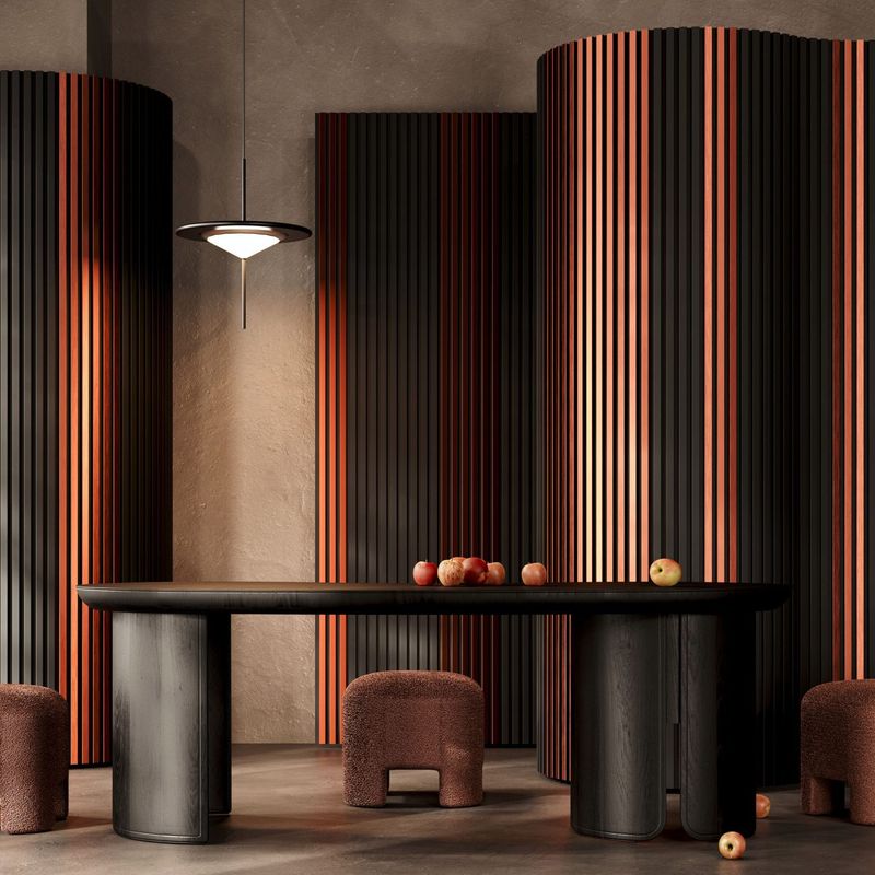 Casa si Gradina - Gradina si terasa - Garduri, panouri si accesorii - Riflaj MDF decorativ LDA PREMIUM de tip Panou Acustic, Cupru periat, 260x40 cm - Infinity.ro