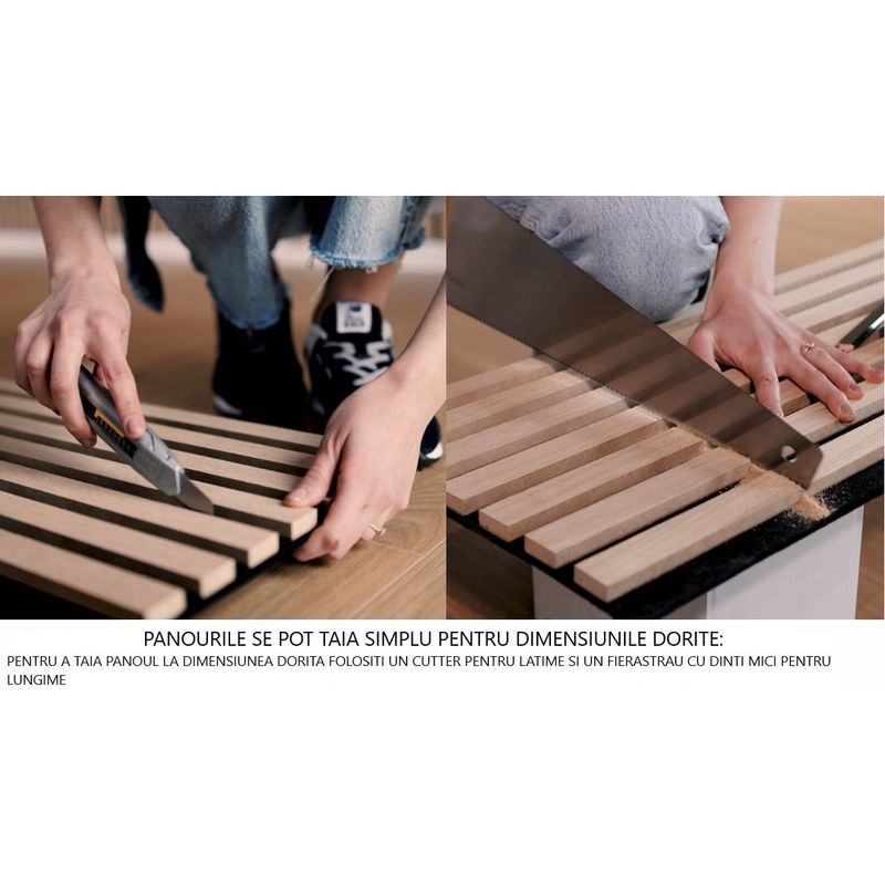 Casa si Gradina - Gradina si terasa - Garduri, panouri si accesorii - Riflaj MDF decorativ LDA PREMIUM de tip Panou Acoustic, Stejar Natur Saragossa, 260x40 cm - Infinity.ro