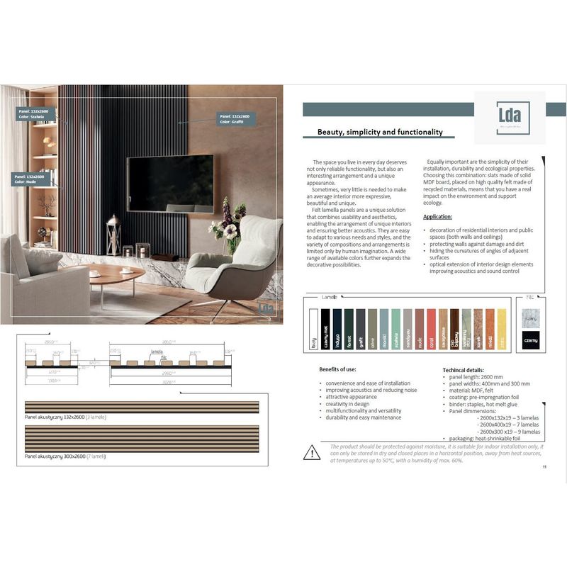 Casa si Gradina - Gradina si terasa - Garduri, panouri si accesorii - Riflaj MDF decorativ LDA PREMIUM de tip Panou Acoustic, Stejar Natur Saragossa, 260x40 cm - Infinity.ro