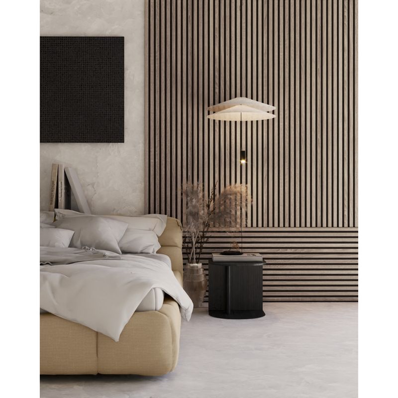Casa si Gradina - Gradina si terasa - Garduri, panouri si accesorii - Riflaj MDF decorativ LDA PREMIUM de tip Panou Acoustic, Stejar Natur Saragossa, 260x40 cm - Infinity.ro