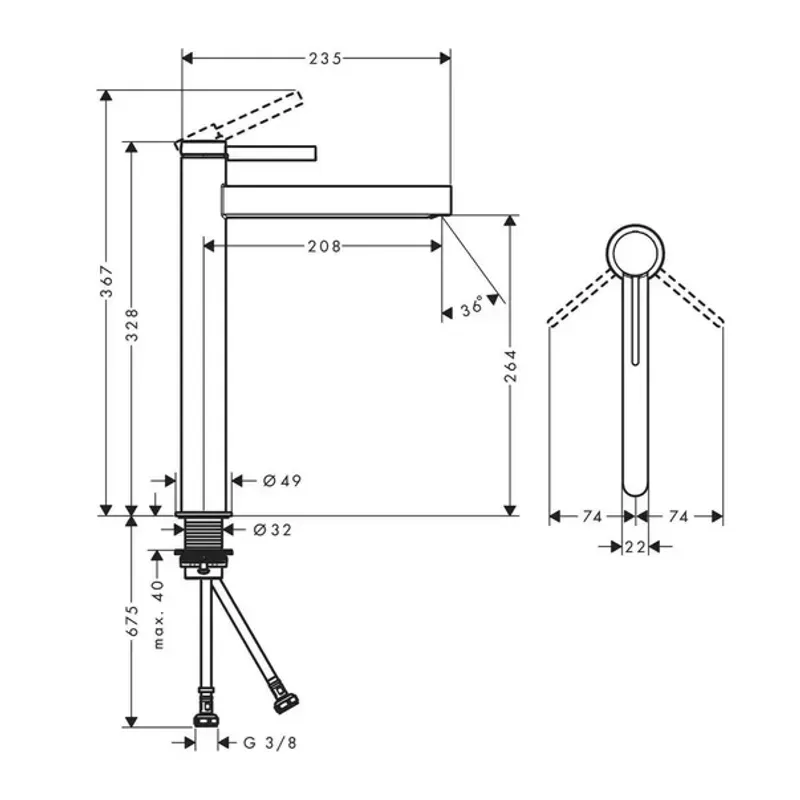 Casa si Gradina - Sanitare - Lavoar baie si accesorii - Baterii sanitare - Baterie lavoar inalta Hansgrohe Finoris 260 cu ventil Push-Open crom - Infinity.ro