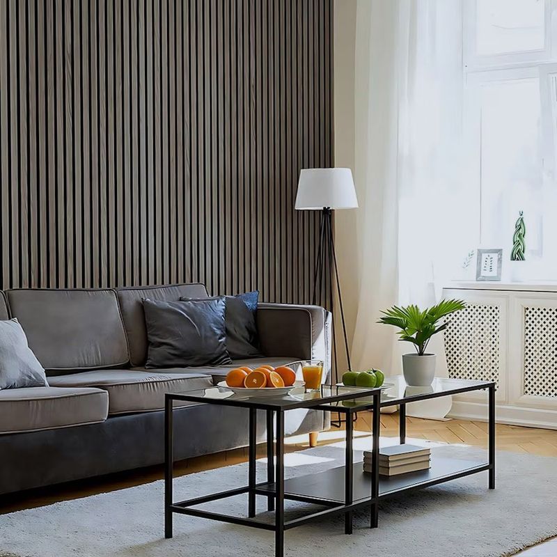 Casa si Gradina - Gradina si terasa - Garduri, panouri si accesorii - Riflaj MDF decorativ LDA PREMIUM de tip Panou Acustic, Stejar Grafit, 260x40 cm - Infinity.ro