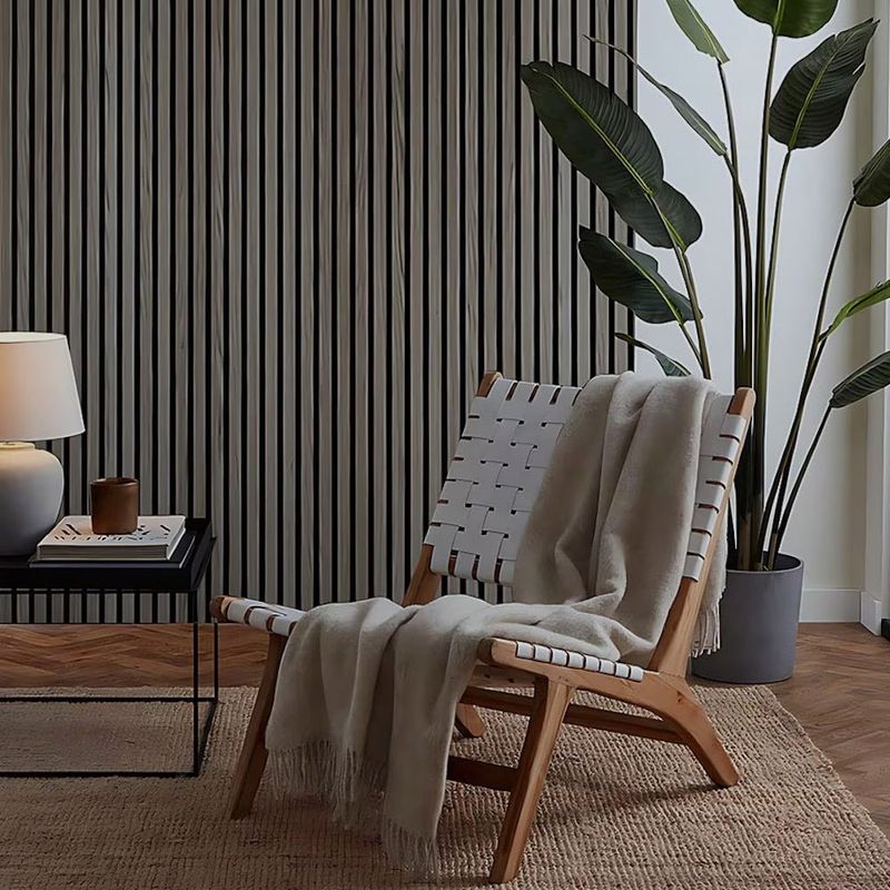 Casa si Gradina - Gradina si terasa - Garduri, panouri si accesorii - Riflaj MDF decorativ LDA PREMIUM de tip Panou Acustic, Stejar Grafit, 260x40 cm - Infinity.ro