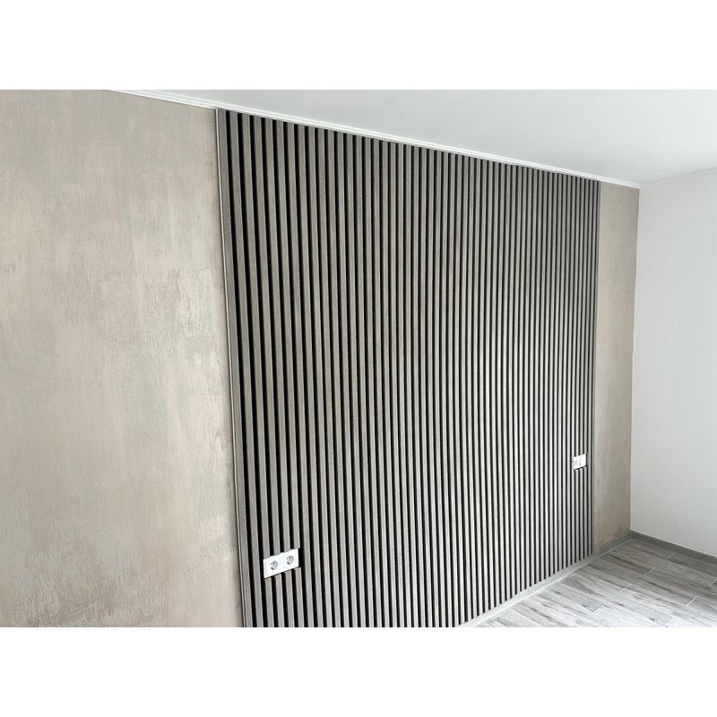 Casa si Gradina - Gradina si terasa - Garduri, panouri si accesorii - Riflaj MDF decorativ LDA PREMIUM de tip Panou Acustic, Stejar Grafit, 260x40 cm - Infinity.ro