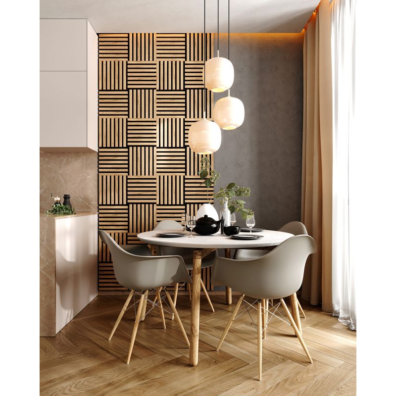 Casa si Gradina - Gradina si terasa - Garduri, panouri si accesorii - Modul riflaj MDF decorativ LDA PREMIUM de tip panou acustic, Stejar Saragossa, 30x30 cm - Infinity.ro