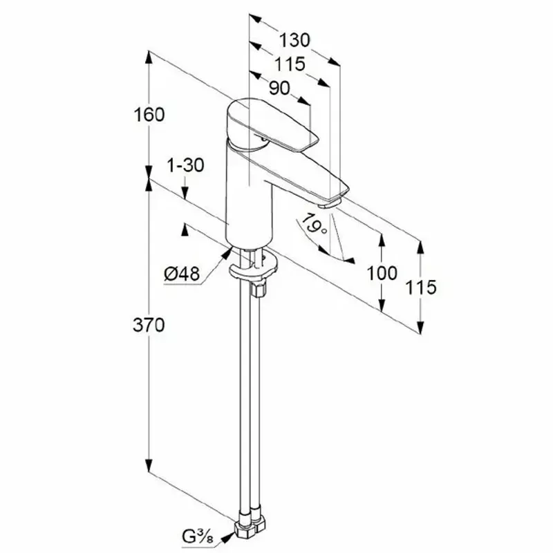 Casa si Gradina - Sanitare - Lavoar baie si accesorii - Baterii sanitare - Baterie lavoar Kludi Pure&Solid 100 fara ventil - Infinity.ro