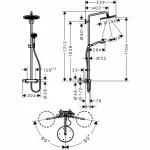 Casa si Gradina - Sanitare - Cazi si cabine de dus - Coloane si seturi de dus - Coloana de dus cu baterie termostatata Hansgrohe Croma Select 280 A - Infinity.ro