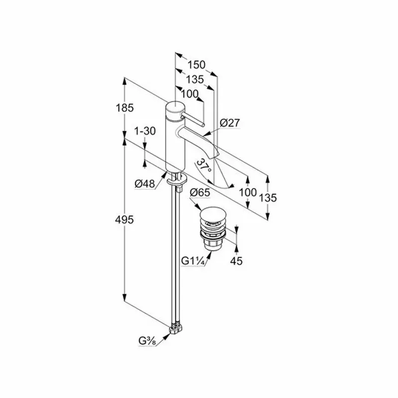 Casa si Gradina - Sanitare - Lavoar baie si accesorii - Baterii sanitare - Baterie lavoar 10 cm Kludi Bozz negru mat - Infinity.ro