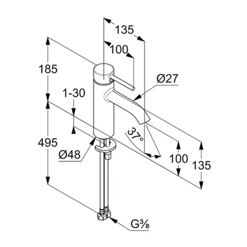 Casa si Gradina - Sanitare - Lavoar baie si accesorii - Baterii sanitare - Baterie lavoar monocomanda Kludi Bozz 100 negru mat - Infinity.ro