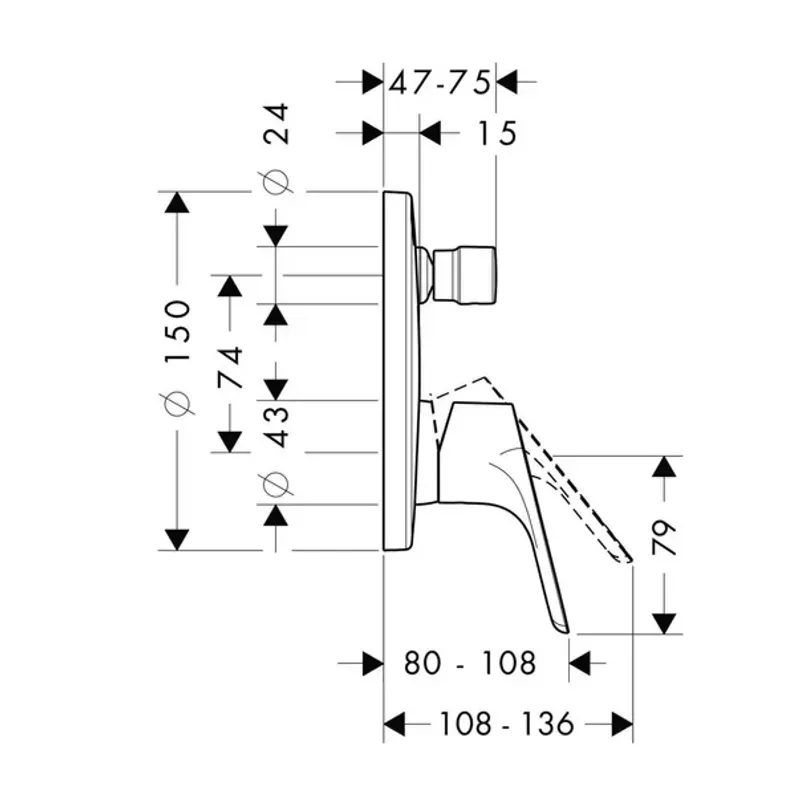 Casa si Gradina - Sanitare - Cazi si cabine de dus - Coloane si seturi de dus - Sistem de dus incastrat Hansgrohe Crometta S 240 crom lucios - Infinity.ro