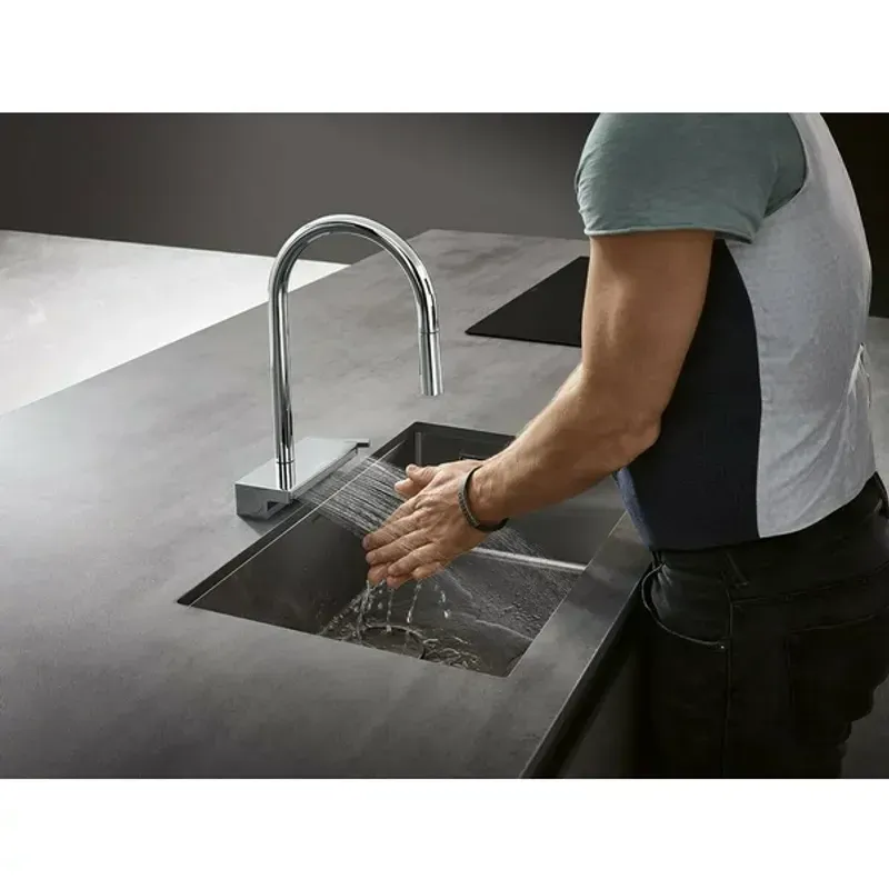 Casa si Gradina - Sanitare - Chiuveta bucatarie si accesorii - Baterii bucatarie - Baterie bucatarie cu dus extractibil 3 jeturi Hansgrohe Aquno Select M81 170 sBox crom - Infinity.ro