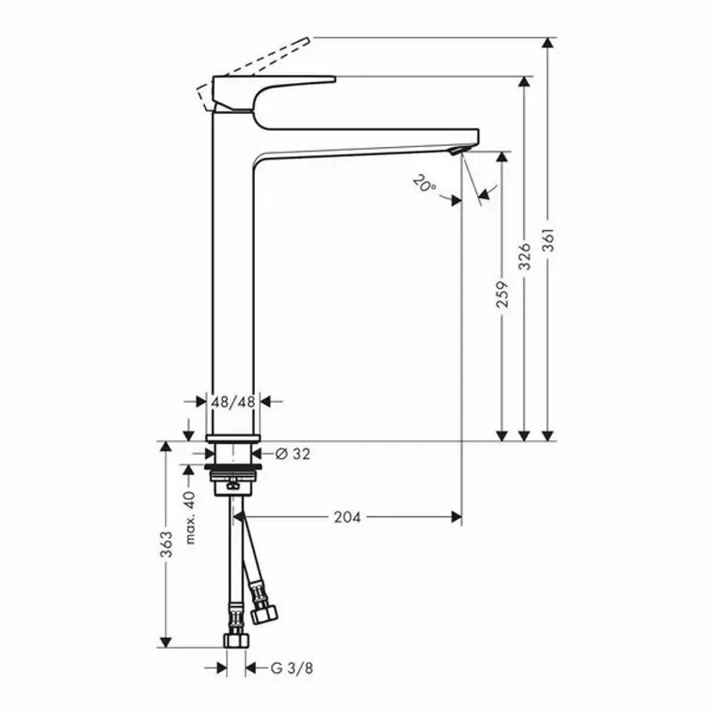Casa si Gradina - Sanitare - Lavoar baie si accesorii - Baterii sanitare - Baterie lavoar inalta Hansgrohe Metropol 260 negru mat - Infinity.ro