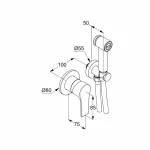 Casa si Gradina - Sanitare - Lavoar baie si accesorii - Baterii sanitare - Dus igienic cu baterie Kludi Zenta SL cu agatatoare, para, furtun si baterie incastrata - Infinity.ro