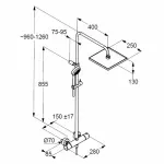 Casa si Gradina - Sanitare - Cazi si cabine de dus - Coloane si seturi de dus - Coloana de dus cu baterie termostatata Kludi Logo Logo 1S Dual Shower - Infinity.ro