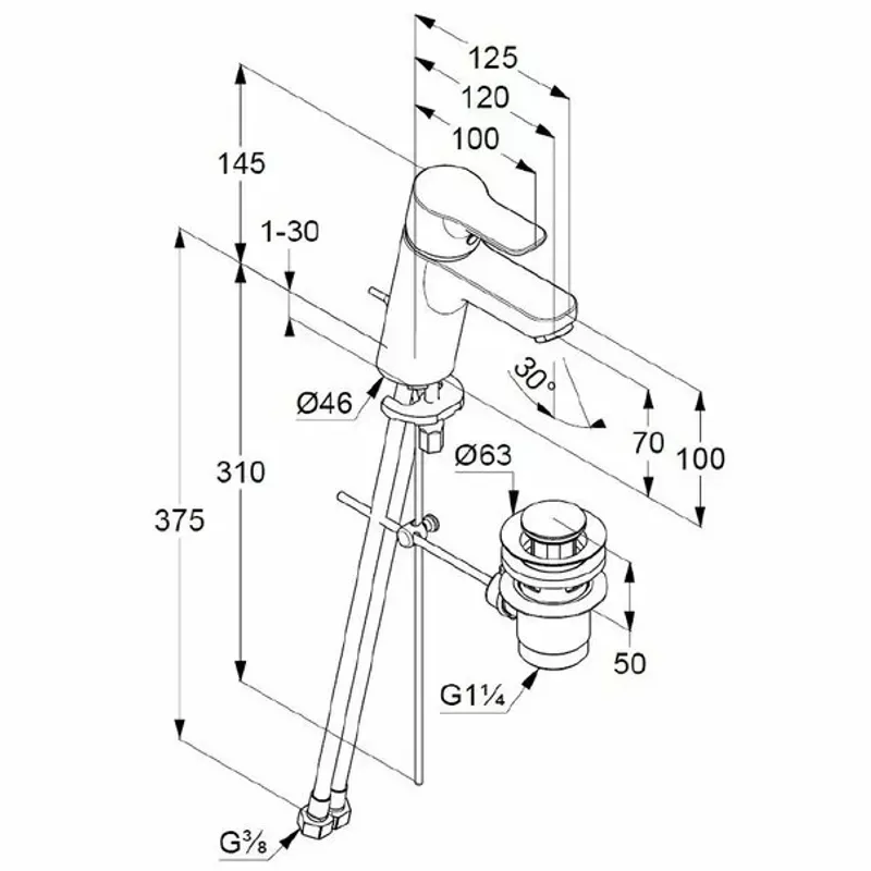 Casa si Gradina - Sanitare - Lavoar baie si accesorii - Baterii sanitare - Baterie lavoar Kludi Pure&Easy 70 cu ventil pop-up metalic - Infinity.ro