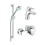 Casa si Gradina - Sanitare - Lavoar baie si accesorii - Baterii sanitare - Set baterie lavoar baterie cada dus si set dus Kludi Pure&Easy crom - Infinity.ro