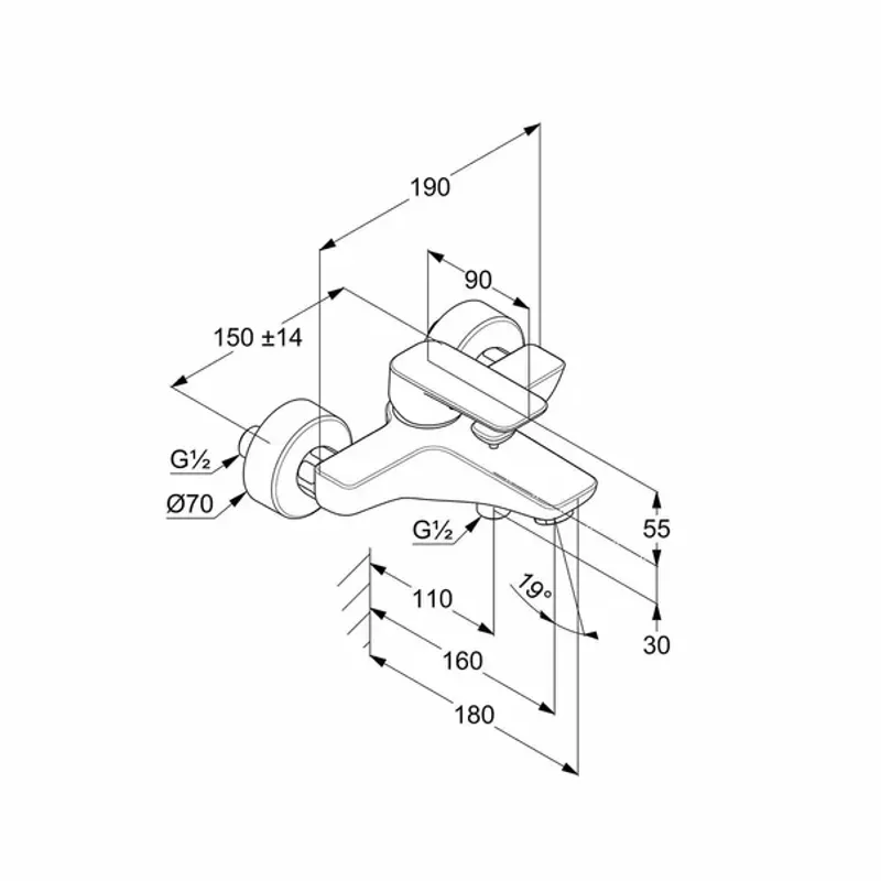 Casa si Gradina - Sanitare - Lavoar baie si accesorii - Baterii sanitare - Baterie cada - dus Kludi Pure&Style negru mat - Infinity.ro
