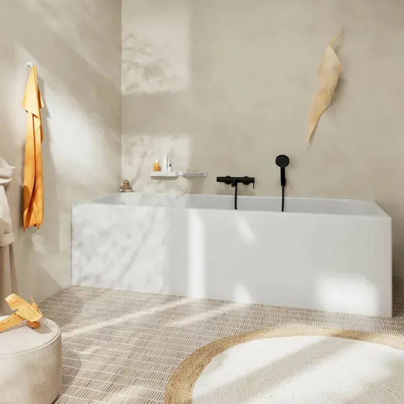 Casa si Gradina - Sanitare - Lavoar baie si accesorii - Baterii sanitare - Baterie cada - dus negru mat Hansgrohe Tecturis S - Infinity.ro