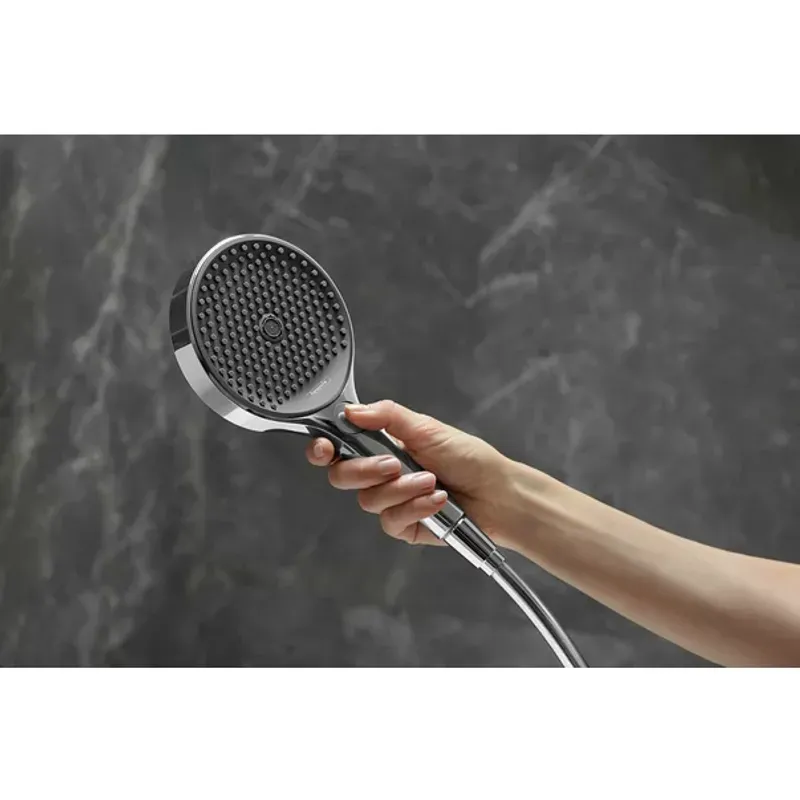 Casa si Gradina - Sanitare - Lavoar baie si accesorii - Accesorii baterii sanitare - Para de dus Hansgrohe Rainfinity 130 alb mat 3 tipuri de jet - Infinity.ro