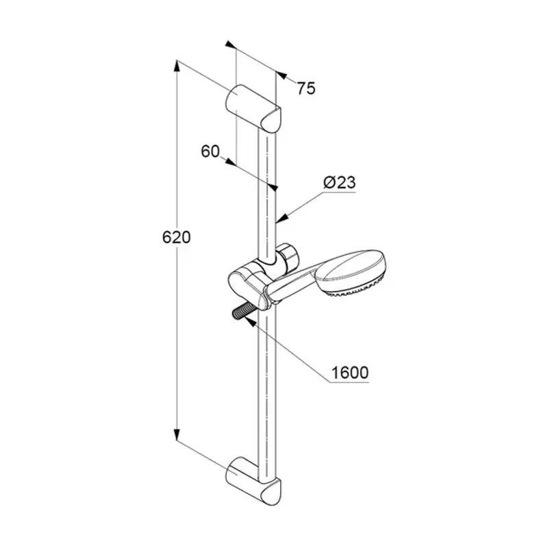 Casa si Gradina - Sanitare - Cazi si cabine de dus - Coloane si seturi de dus - Set de dus Kludi Logo 3S crom cu bara 60 cm - Infinity.ro