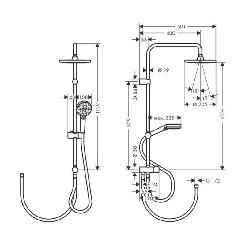Casa si Gradina - Sanitare - Cazi si cabine de dus - Coloane si seturi de dus - Coloana de dus negru mat Hansgrohe Vernis Blend reno 200 cu 2 functii fara baterie - Infinity.ro