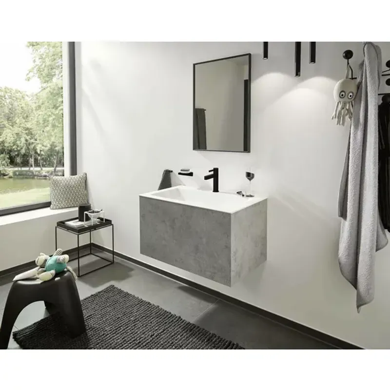 Casa si Gradina - Sanitare - Lavoar baie si accesorii - Baterii sanitare - Baterie lavoar monocomanda Hansgrohe Finoris 100 cu ventil Pop-Up negru - Infinity.ro