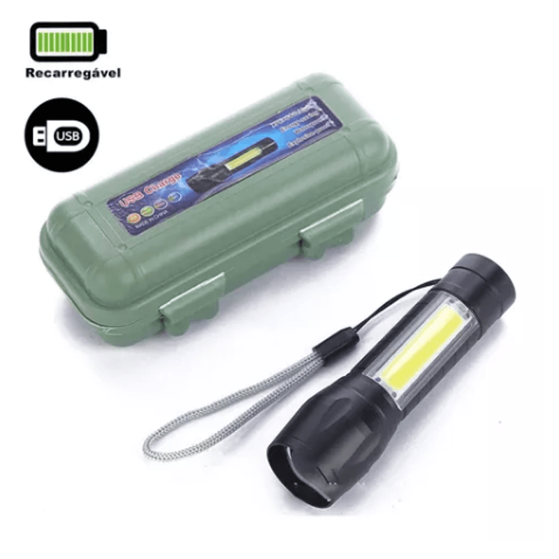 Casa si Gradina - Corpuri si surse de iluminat - Iluminat exterior - Lanterne - Lanterna de mana T6 C812 in cutie verde T630 cu led COB Lateral - Infinity.ro