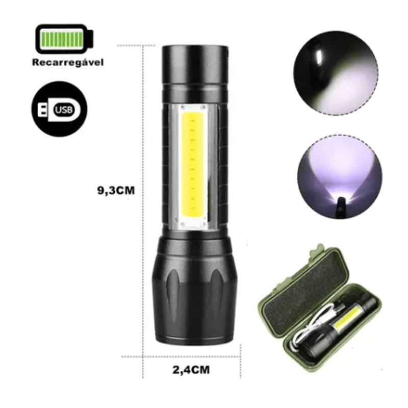 Casa si Gradina - Corpuri si surse de iluminat - Iluminat exterior - Lanterne - Lanterna de mana T6 C812 in cutie verde T630 cu led COB Lateral - Infinity.ro