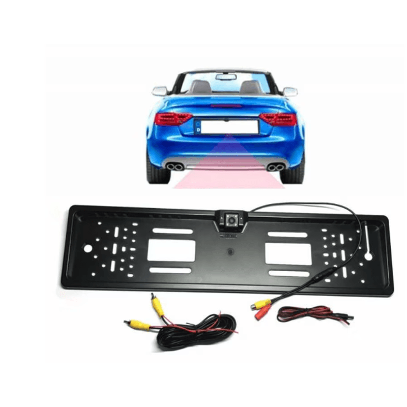 Auto si Moto - Piese auto si accesorii - Caroserie - Ornamente exterior auto - Suport numar auto cu camera video marsarier cu LED unghi filmare 170 grade BASE - Infinity.ro