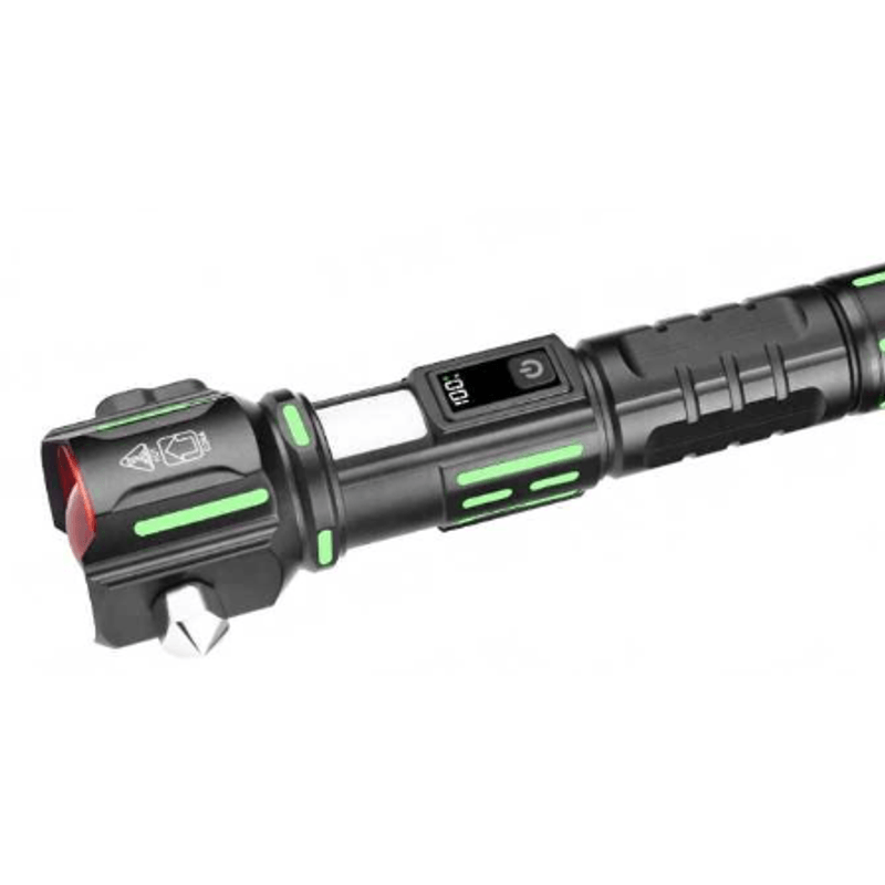 Casa si Gradina - Corpuri si surse de iluminat - Iluminat exterior - Lanterne - Lanterna aluminiu RTY 827 cu LED 30W incarcare USB acumulator 18650 lampa COB Ciocan de Urgenta si Cutter - Infinity.ro