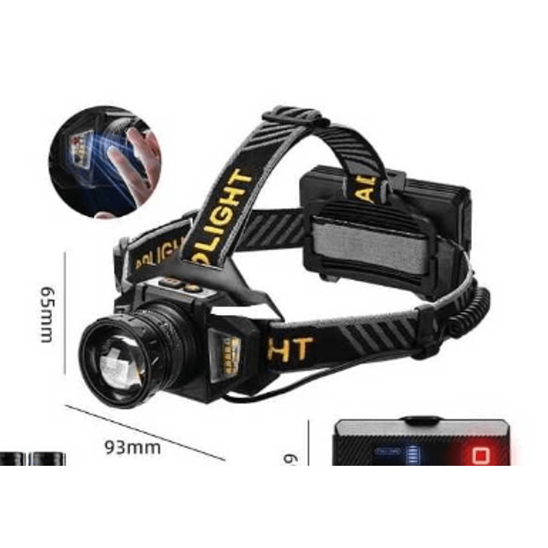 Casa si Gradina - Corpuri si surse de iluminat - Iluminat exterior - Lanterne - Lanterna de cap T503C cu 3 Acumulatori 18650 senzor miscare zoom lumina alba sau galbena Indicator Baterie - Infinity.ro
