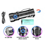 Casa si Gradina - Corpuri si surse de iluminat - Iluminat exterior - Lanterne - Lanterna compacta de aluminiu BL F82 cu 8 LED XPG magnet si clips incarcare USB acumulator 26650 Lumina Rosie SOS - Infinity.ro