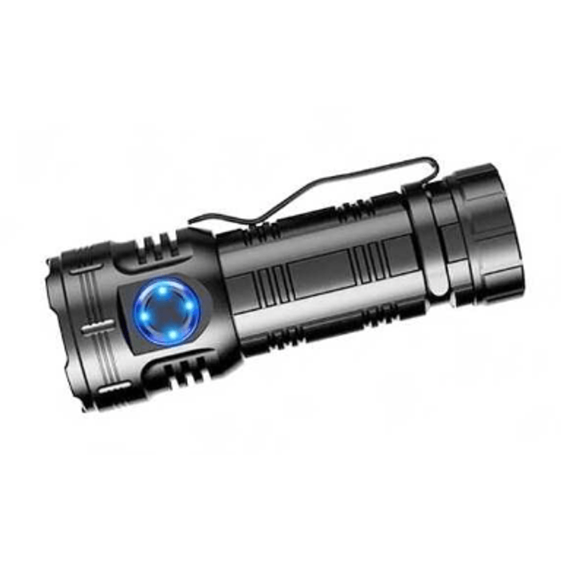 Casa si Gradina - Corpuri si surse de iluminat - Iluminat exterior - Lanterne - Lanterna compacta de aluminiu BL F82 cu 8 LED XPG magnet si clips incarcare USB acumulator 26650 Lumina Rosie SOS - Infinity.ro