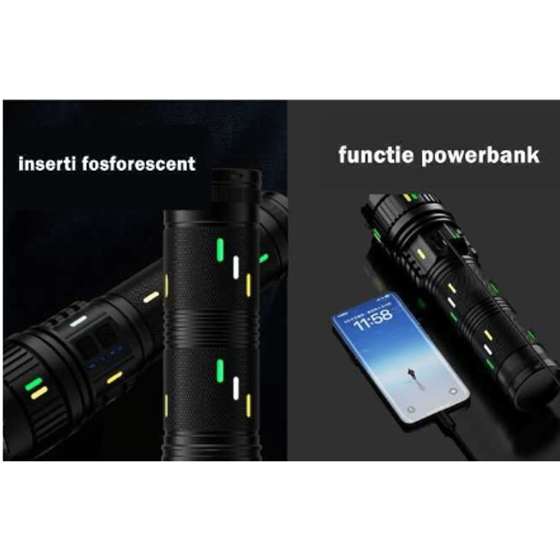 Casa si Gradina - Corpuri si surse de iluminat - Iluminat exterior - Lanterne - Lanterna profesionala CB G400Y din aluminiu resistenta la socuri cu led 300w 4 acumulatori 181350 incarcare USB - Infinity.ro