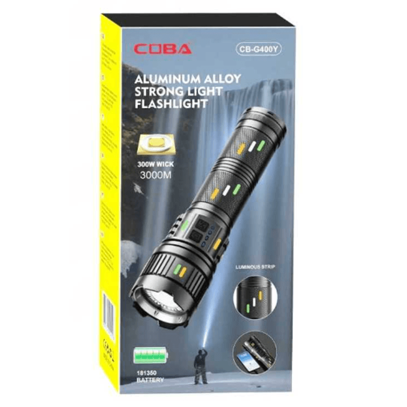 Casa si Gradina - Corpuri si surse de iluminat - Iluminat exterior - Lanterne - Lanterna profesionala CB G400Y din aluminiu resistenta la socuri cu led 300w 4 acumulatori 181350 incarcare USB - Infinity.ro