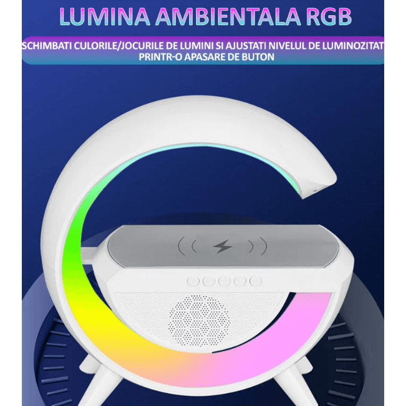 TV, Audio-Video si Foto - Portabile audio - Boxe portabile - Boxa multifunctionala G500 3 in 1 lampa LED RGB smart bluetooth incarcator telefon wireless lumina RGB - Infinity.ro