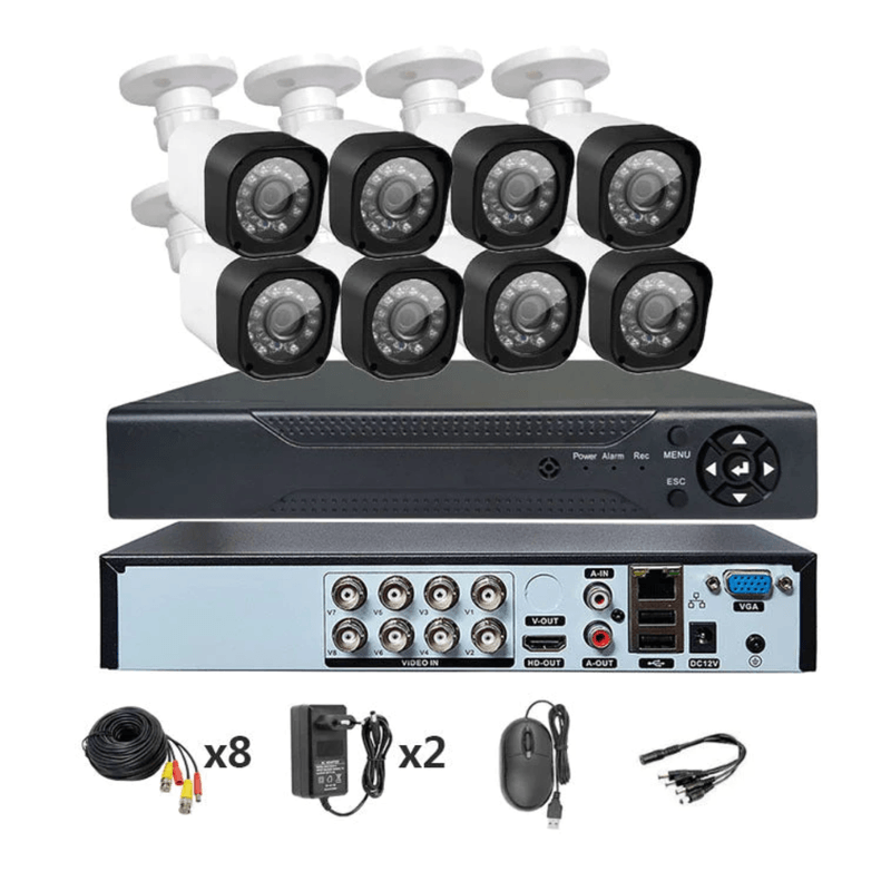 Casa si Gradina - Electrice - Smart Home - Camere de supraveghere - Sistem de supraveghere cu 8 camere exterior 1080P Kit AHD compresie video H.265 - Infinity.ro