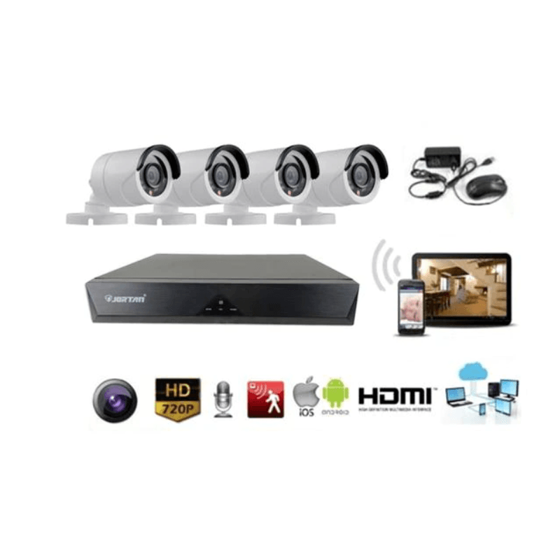 Casa si Gradina - Electrice - Smart Home - Camere de supraveghere - KIT de supraveghere Wireless JORTAN 4 camere HDMI Infrarosu Vizualizare pe Telefon - Infinity.ro