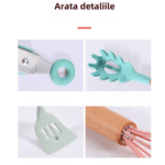 Casa si Gradina - Bucatarie si vesela - Ustensile bucatarie - Seturi ustensile de bucatarie - Set 12 ustensile de bucatarie Lemn/Silicon Roz - Infinity.ro