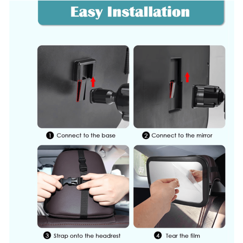 Auto si Moto - Piese auto si accesorii - Interior auto - Accesorii interior - Oglinda auto supraveghere bebe fixare tetiera suport anti alunecare 360 grade - Infinity.ro