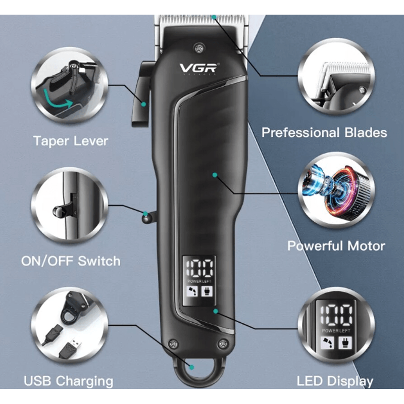 Ingrijire personala si Cosmetice - Aparate & accesorii ingrijire personala - Aparate de ras si tuns - Aparate de tuns - Aparat profesional de tuns VGR V-683 cu incarcare USB MD - Infinity.ro