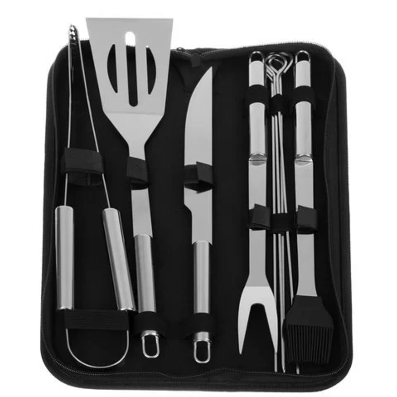 Casa si Gradina - Bucatarie si vesela - Ustensile bucatarie - Seturi ustensile de bucatarie - Set ustensile pentru gratar cu 9 accesorii otel inoxidabil - Infinity.ro