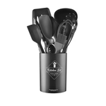 Casa si Gradina - Bucatarie si vesela - Ustensile bucatarie - Seturi ustensile de bucatarie - Set 12 ustensile de bucatarie Lemn/Silicon Negru - Infinity.ro