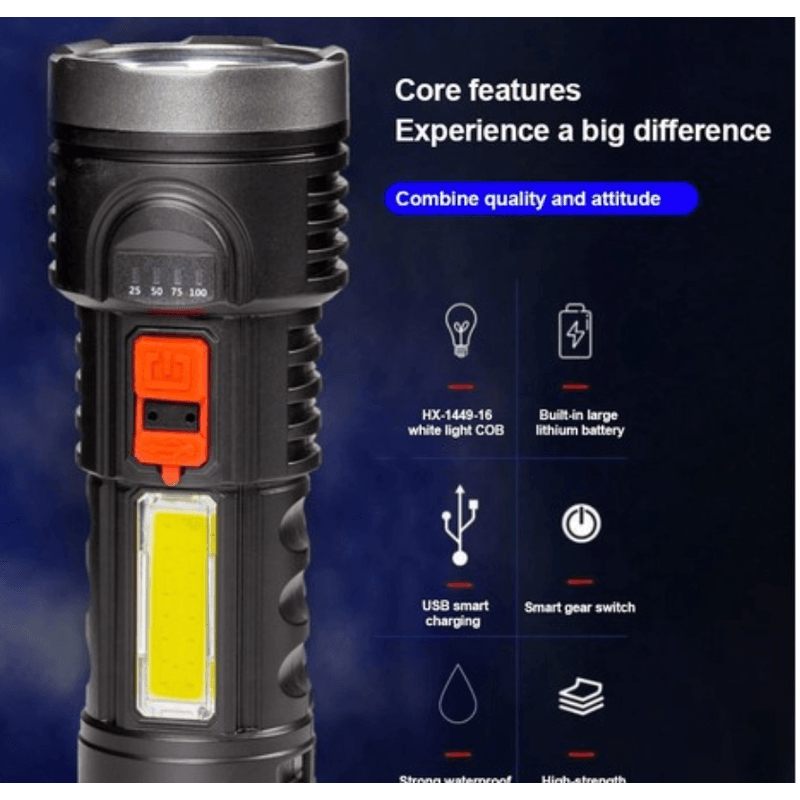 Casa si Gradina - Corpuri si surse de iluminat - Iluminat exterior - Lanterne - Lanterna de mana BL822 cu incarcare USB si indicator baterie - Infinity.ro